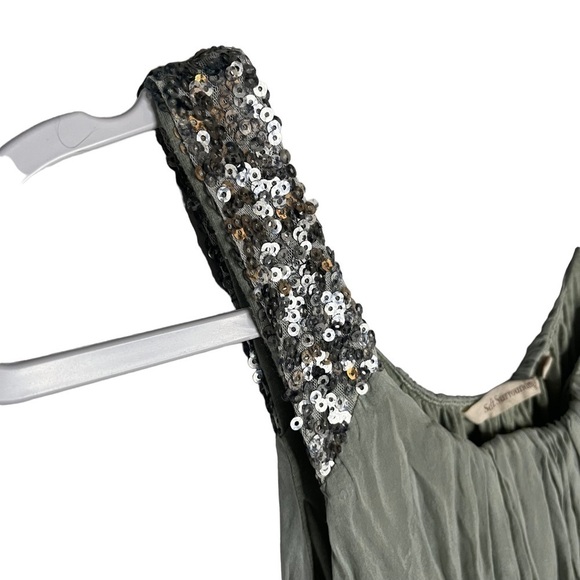 Soft Surroundings Green Tie Dye Silk Summer Maxi Dress Size Medium Sleeveless. - Picture 2 of 6